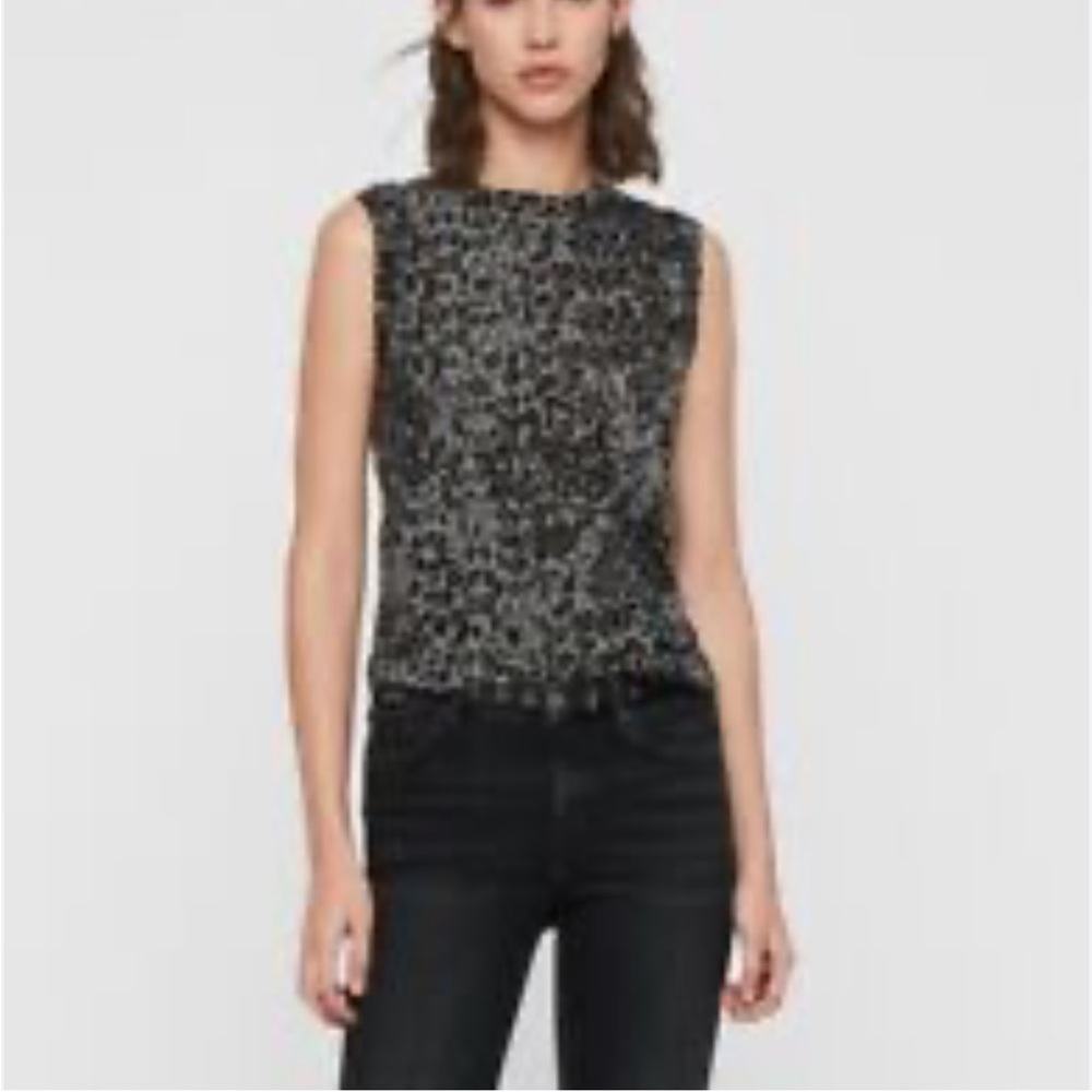 ALLSAINTS Leopard Print Sleeveless Top • SM